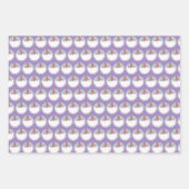 花のフォンダンローズのウェディングケーキ パープルハート ラッピングペーパーシート (正面3)