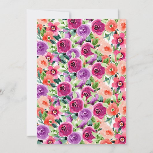 花のフクロウの子供の誕生日 招待状 (裏面)