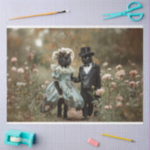 花のフランスの分野で猫を分離 薄葉紙 (クラフト)