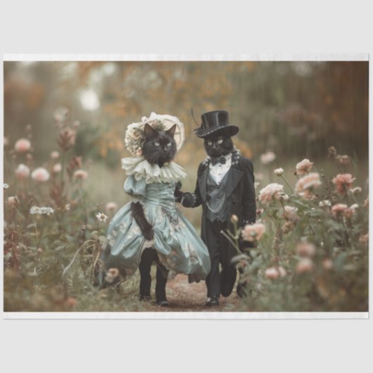 花のフランスの分野で猫を分離 薄葉紙 (正面)