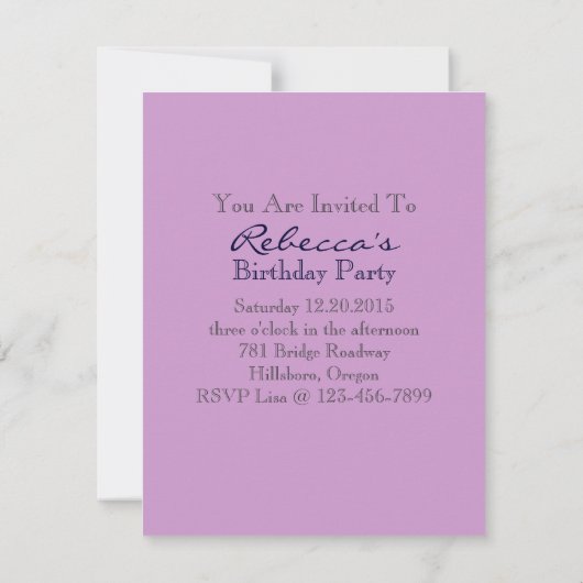 花のフランス人のエッフェル塔のパリの誕生会 招待状 (裏面)