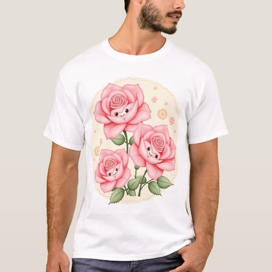 花のフレンド: 個性豊かな花びら Tシャツ (正面)