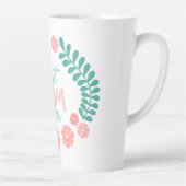 花のフレームに入った「世界で一番の母」テキスト カフェラテマグ (右)