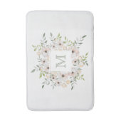 花のフレームのバスマットにあなたのモノグラム バスマット (正面縦)