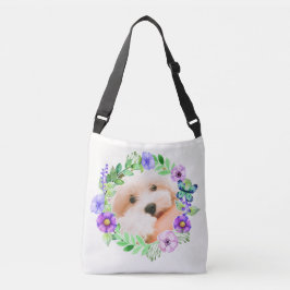 花のフレームの2枚の写真のカスタムバッグ クロスボディバッグ