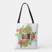 花のフレームの2枚の写真のカスタムバッグ トートバッグ (裏面)