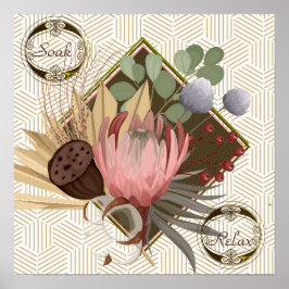 花のフレーム文字リラックスのモダン背景 ポスター