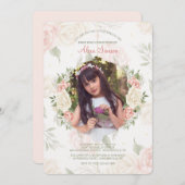 花のフレーム水彩写真招待状 招待状 (正面/裏面)