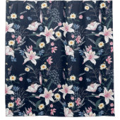 花のフローラの装飾的な目を引く シャワーカーテン (正面)