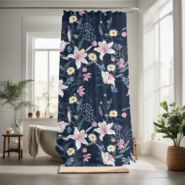 花のフローラの装飾的な目を引く シャワーカーテン