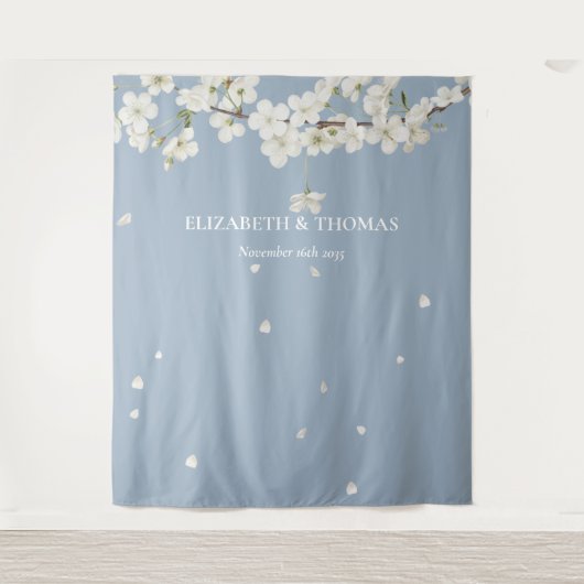 花のフローラダスティブルー結婚の写真の背景 タペストリー (正面)