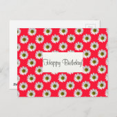 花のフローラデザインデイジーオン赤ピンク ポストカード (正面/裏面)