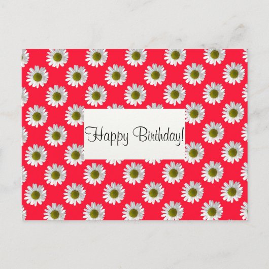 花のフローラデザインデイジーオン赤ピンク ポストカード (正面)