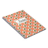 花のフローラプリントデイジーオンピンク ノートブック (右側)