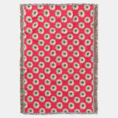 花のフローラプリントデイジーオン赤ピンク スローブランケット (正面縦)