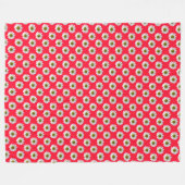 花のフローラプリントデイジーオン赤ピンク フリースブランケット (正面(横))