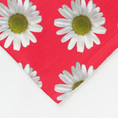 花のフローラプリントデイジーオン赤ピンク フリースブランケット (角)