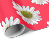 花のフローラプリントデイジーオン赤ピンク ラッピングペーパー (ロールコーナー)