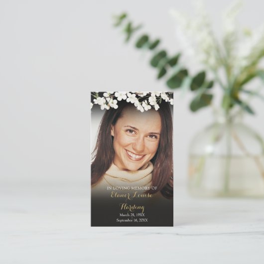 花のフローラ写真葬式祈りの言葉カード 名刺 (スタンド正面)