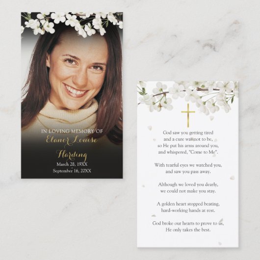 花のフローラ写真葬式祈りの言葉カード 名刺 (正面/裏面)