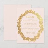 花のブッシュピンクの結婚式の詳細　偽の金の花輪 エンクロージャーカード (正面/裏面)