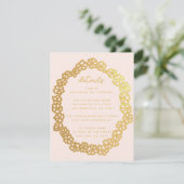 花のブッシュピンクの結婚式の詳細　偽の金の花輪 エンクロージャーカード (スタンド正面)