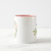 花のブッシュ多肉植物サボテンリースモノグラム ツートーンマグカップ (中央)