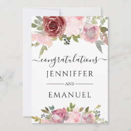 花のブッシュ カスタム名 ウェディング おめでとう カード