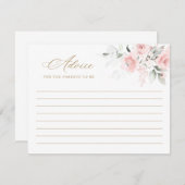 花のブッシュ ピンク ゴールド ベビーシャワー アドバイス カード (正面/裏面)