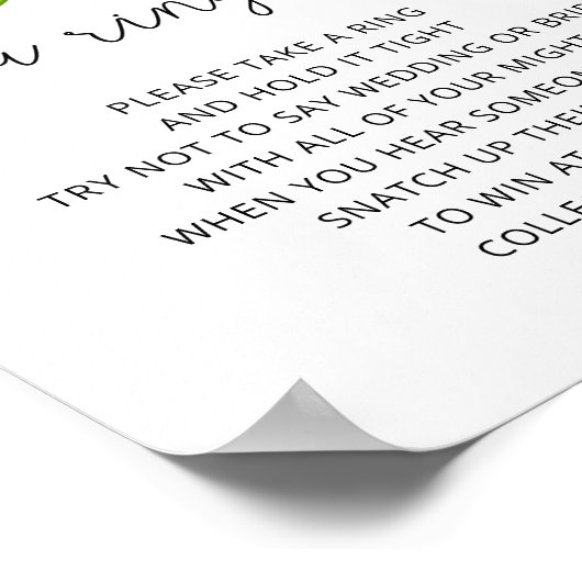 花のブッシュ　リングをその上に置く 結婚式 ポスター (角)