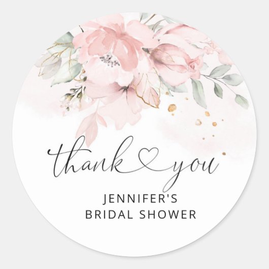 花のブッシュ ローズ ウェディングシャワー フェアタグ ラウンドシール (正面)