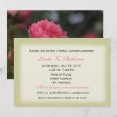 花のブライズシャワー、ピンクのワイルドローズの花 招待状 (正面/裏面)