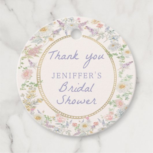 花のブライダルシャワーのお礼 フェイバータグ (正面)