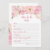 花のブライダルシャワーのアドバイスカード 招待状 (正面/裏面)