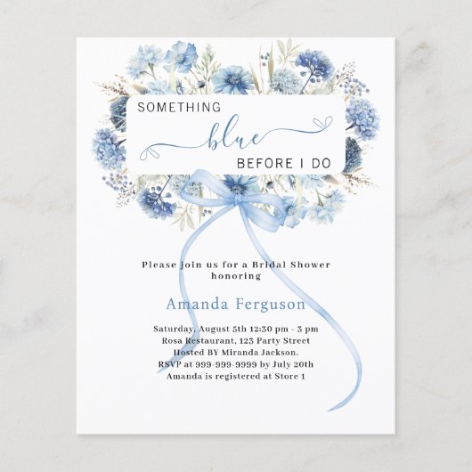 花のブライダルシャワーをする前に何か青 (正面)