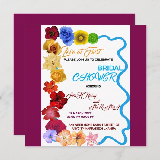 花のブライダルシャワー招待状 ワイルドフラワーブライダル 招待状 (正面/裏面)