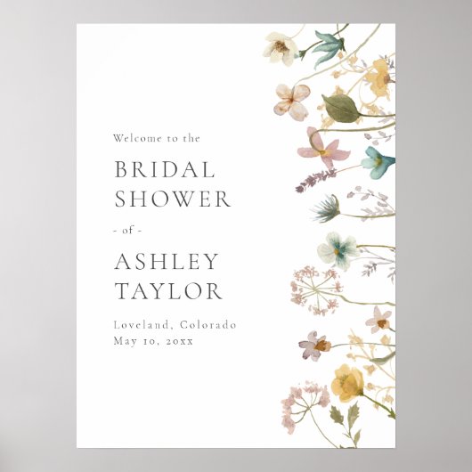 花のブライダルシャワー ウェルカムサイン ポスター (正面)