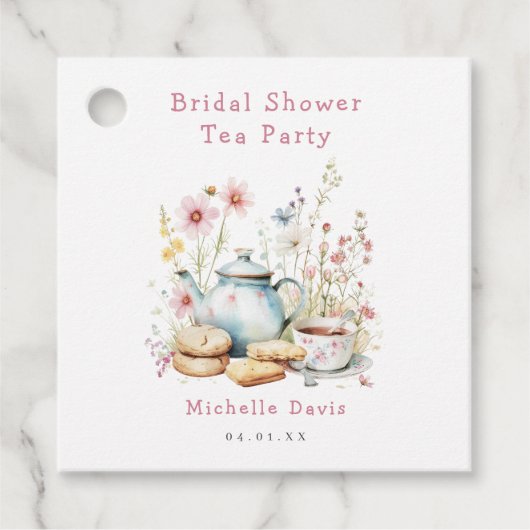 花のブライダルシャワー・ティーパーティー フェイバータグ (正面)