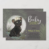 花のブラックパンサー ジャングル ベイビー シャワー 招待状 (正面/裏面)
