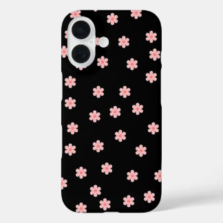 花のブラック背景 iPhone 16ケース