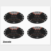 花のブラック レッド シルバー 商品ラベル ジュエリー ロゴ 楕円形シール (シート)