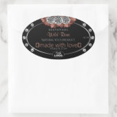 花のブラック レッド シルバー 商品ラベル ジュエリー ロゴ 楕円形シール (バッグ)