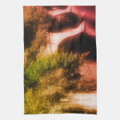 花のブリッジ部分色ヴィンテージ 動揺して キッチンタオル (縦)