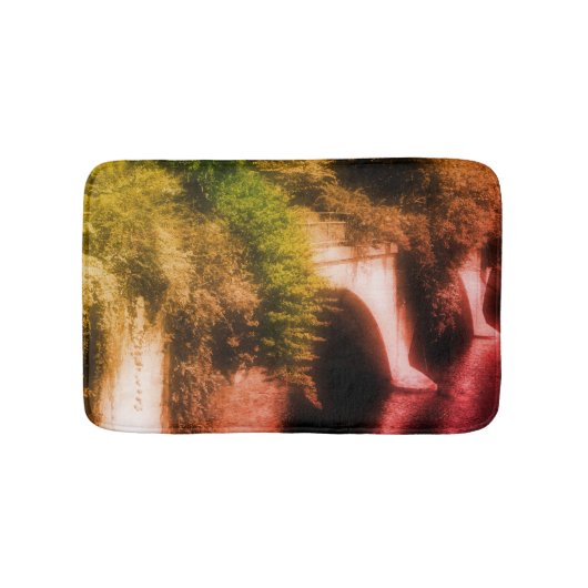 花のブリッジ部分色ヴィンテージ 動揺して バスマット (正面)