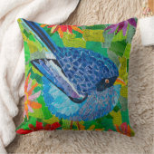 花のブルーバード クッション (ブランケット)