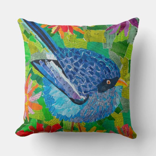 花のブルーバード クッション (正面)