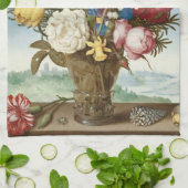 花のブーケアンブロシウボスシェアートファインアート キッチンタオル (折り畳み)