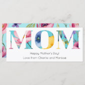 花のプリティな春の花の母の日カード (正面/裏面)