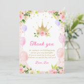 花のプリンセスクラウン1歳誕生日感謝カード 招待状 (スタンド正面)