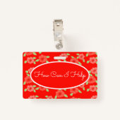 花のプリント バッジ (裏面クリップ)